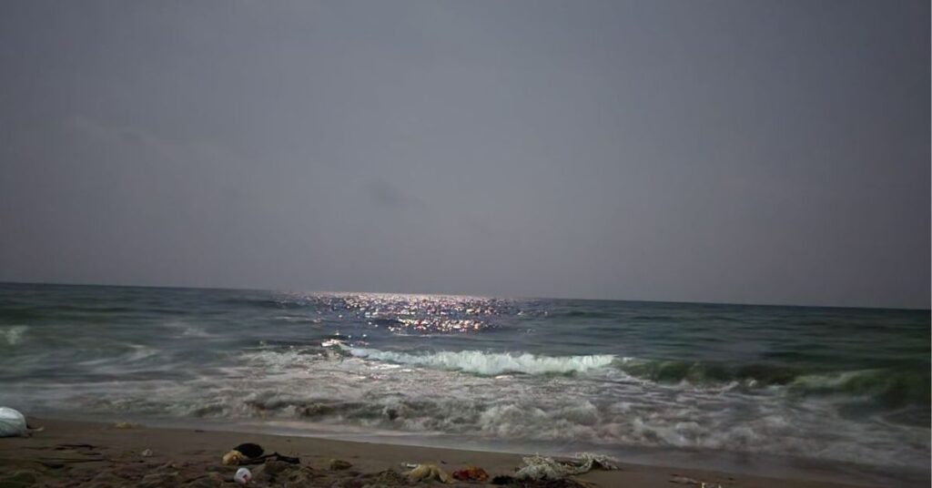 Telescope moon viewing at Marina Beach during a full moon evening