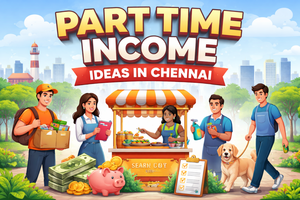 Part time income ideas in Chennai with multiple job options like delivery, teaching, street stall and pet care
